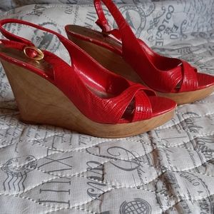 Red Wedge Sandals